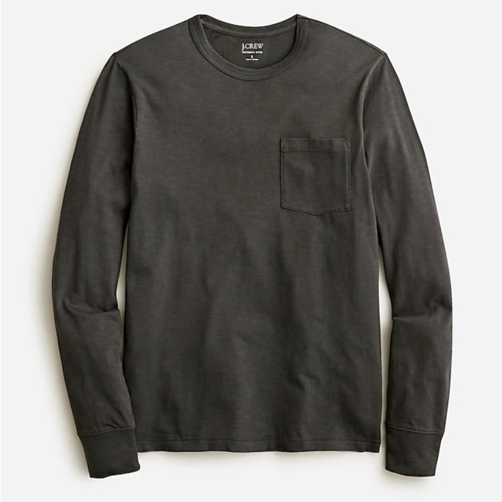J Crew Garment Dyed Long Sleeve Pocket T-Shirt - Grey - Size Large